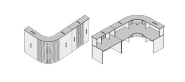 Стойка ресепшн Партнер угловая с металлическим экраном, комплект №1 2950х1770х1200 &mdash; Аэлита