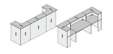 Стойка ресепшн Партнер прямая, композиция №5 1400x770x1200  &mdash; Аэлита