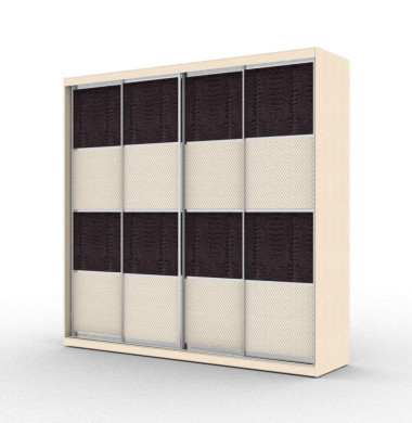 Шкаф-купе четырехдверный с вставками из искусственной кожи, МДФ и пластика (модель 4.5) &mdash; Аэлита