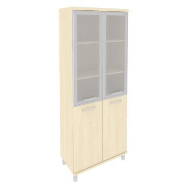 Стеллаж высокий широкий First / Фёст (2 низкие двери ЛДСП, 2 средние двери стекло в раме) &mdash; Аэлита